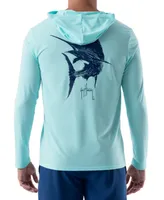 Guy Harvey Men's Scribble Marlin Cationic Performance Hoodie