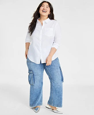 On 34th Plus Collared Button-Down Shirt, Created for Macy's