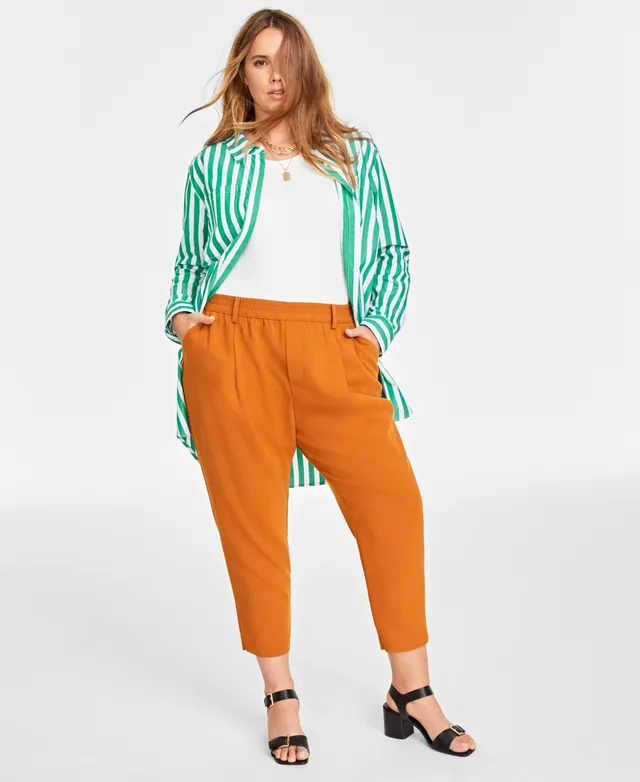 On 34th Plus Solid Double-Weave Ankle Pants, Created for Macy's