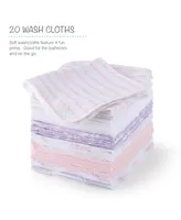 The Peanutshell Baby Girl Hooded Towels and Washcloths Gift Bath Set, 23 Piece, Pink Unicorn Rainbow