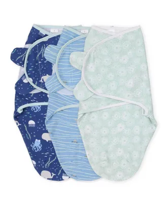 the Peanutshell Baby Girls Newborn Swaddles for 3 Pack Set, Under Sea - Assorted Pre