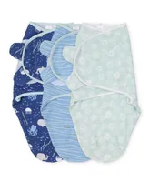 the Peanutshell Baby Girls Newborn Swaddles for 3 Pack Set, Under Sea - Assorted Pre