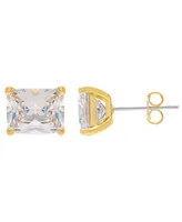 Macy's Cubic Zirconia Emerald-Cut Stud Earrings in 14K Gold Plated