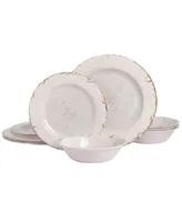 Laurie Gates by Gibson Mauna Ice Melamine Dinnerware 12 Piece Set, Service for 4