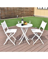 Costway 3 Pcs Folding Bistro Table Chairs Set Garden Backyard Patio Furniture
