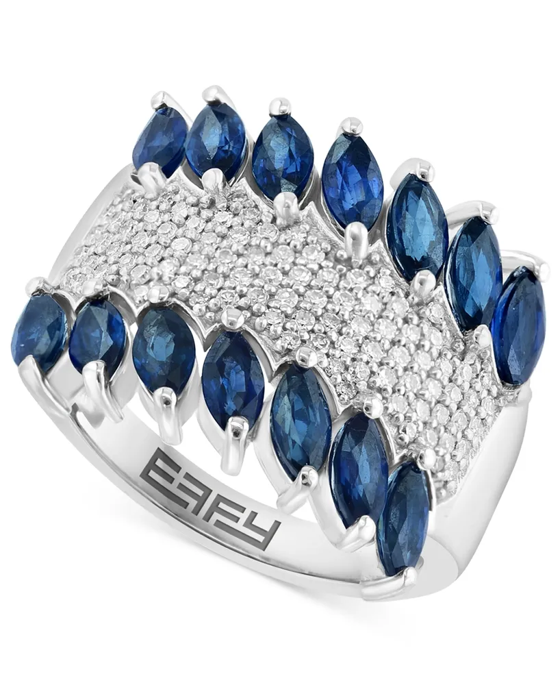 Effy Sapphire (2-1/4 ct. t.w.) & Diamond (1/3 ct. t.w.) Statement Ring in 14k White Gold