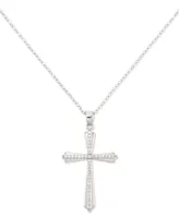Crystal Cross 18" Pendant Necklace 10k Gold