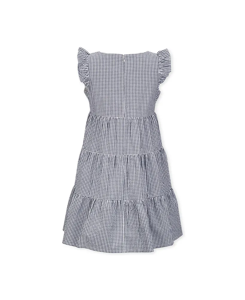 Hope & Henry Women's Organic Cotton Flutter Sleeve Short Tiered Dress