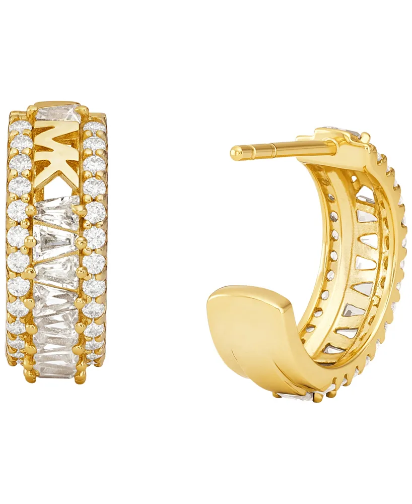 Michael Kors Tapered Baguette and Pave Huggie Earrings
