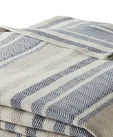 Eddie Bauer Herringbone Stripe Blue Twin Blanket