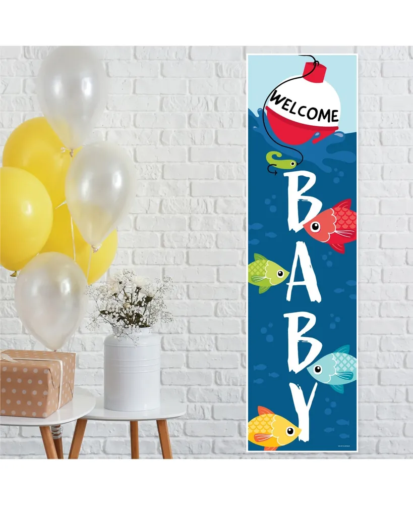 Big Dot Of Happiness Let's Go Fishing Fish Themed Baby Shower Front Door  Decoration Vertical Banner
