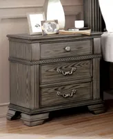 Furniture of America Hamilton 29" Solid Wood 3-Drawer Nightstand with Universal Serial Bus Ports