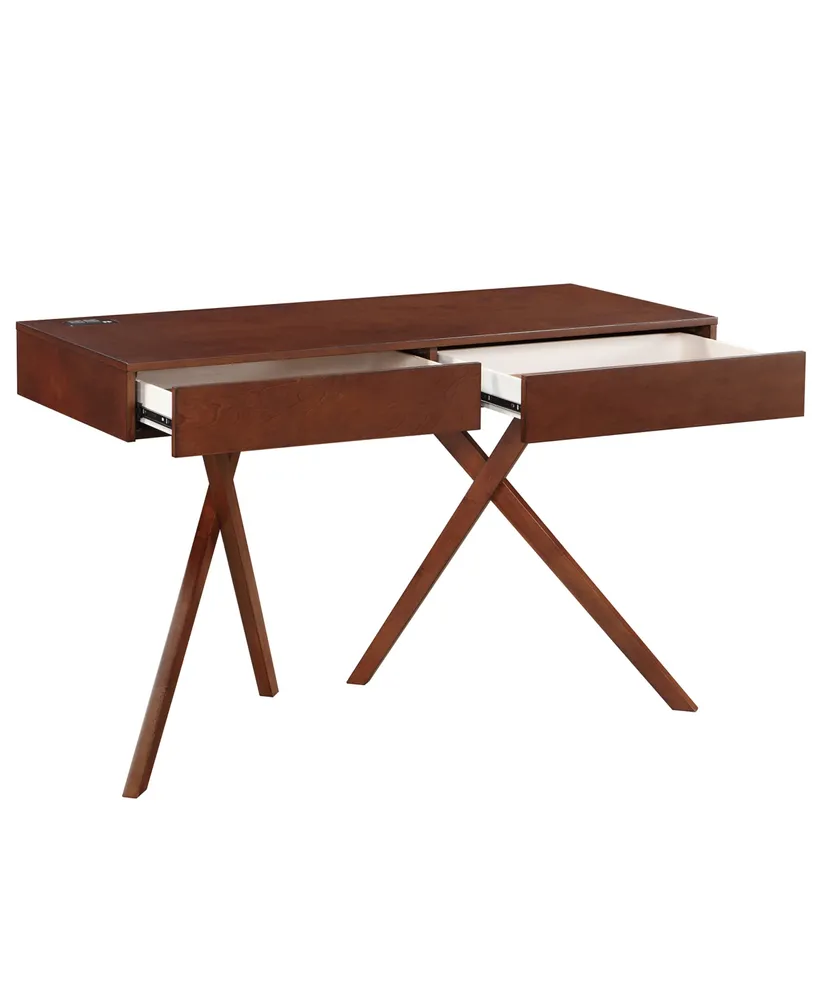 Furniture of America Myles 30" Solid Wood Computer Desk with Universal Serial Bus and Storage