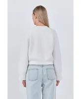 Grey Lab Women's V-neck Cropped Knit Sweater