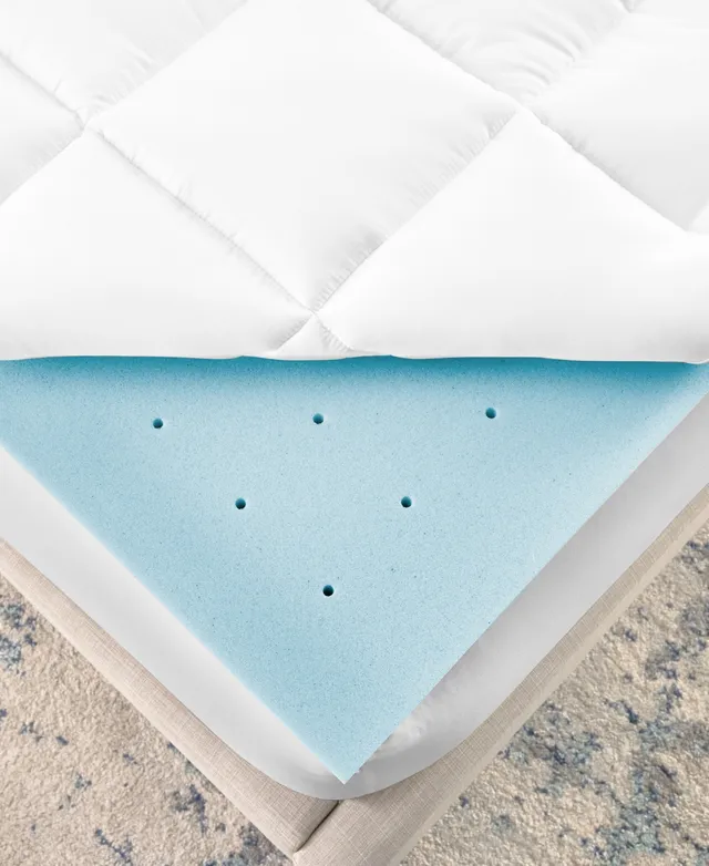 Bodipedic 4-Inch Gel-Infused Memory Foam Mattress Topper, Blue, Twin