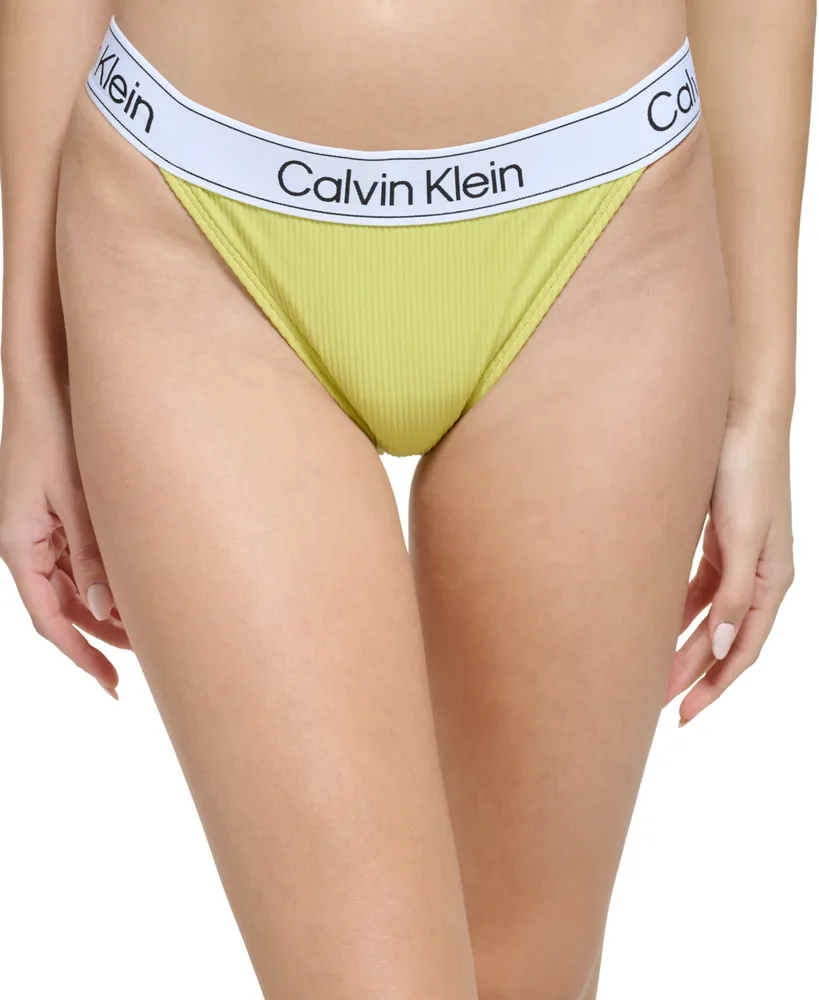 Calvin Klein Women's Ribbed Elastic Logo Swim Bottoms