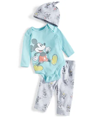 Bentex Baby Boys Mickey Mouse Bodysuit, Pants and Hat, 3 Piece Set