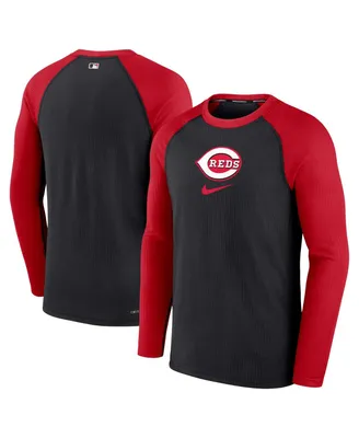 Men's Nike Black Cincinnati Reds Authentic Collection Game Raglan Performance Long Sleeve T-shirt