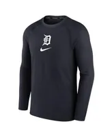 Men's Nike Navy Detroit Tigers Authentic Collection Game Raglan Performance Long Sleeve T-shirt