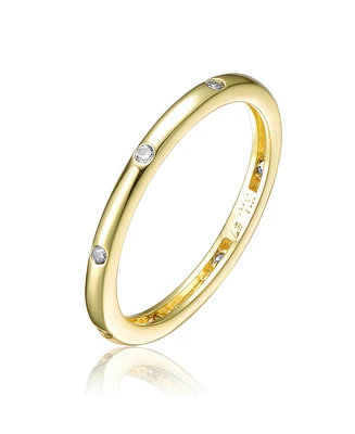 14k Gold Plated with Cubic Zirconia Enamel Bamboo Teens/Young Adult Stacking Ring