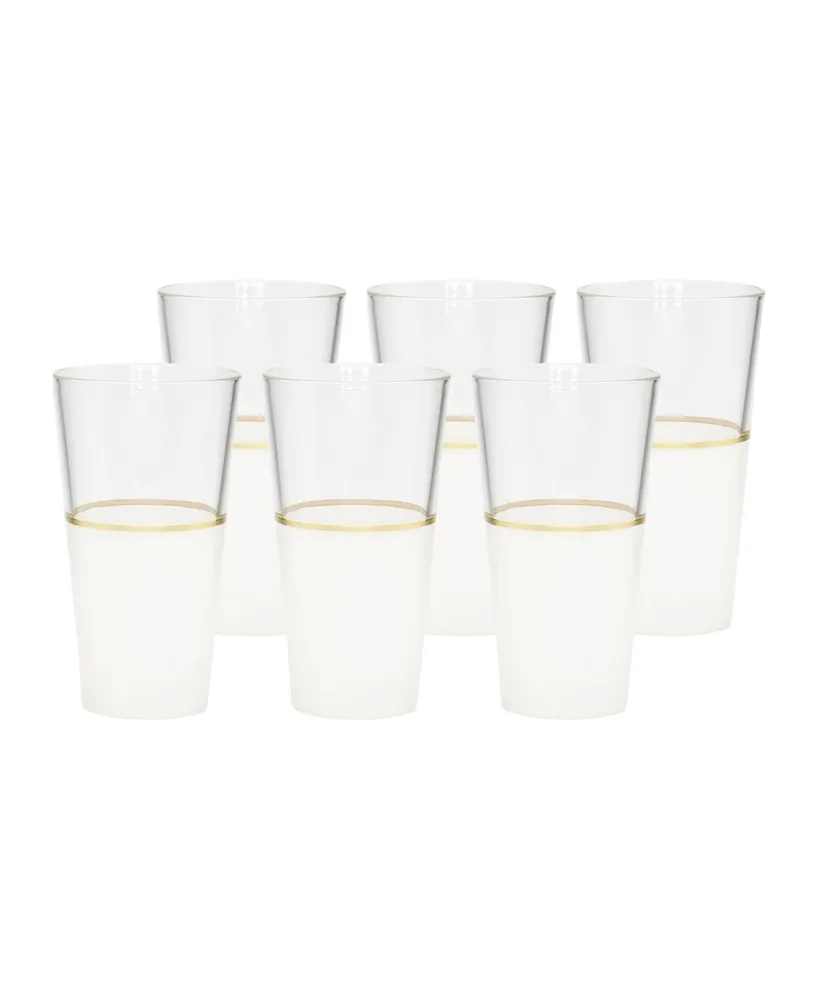 White Tumblers with Trim, Set of 6