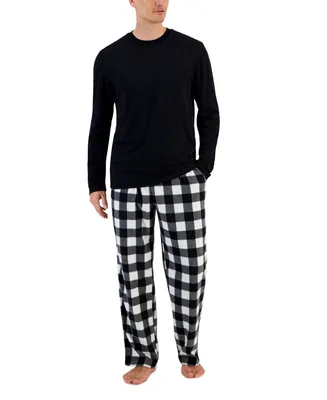 Club Room Men's Plaid Fleece Pajama Top & Pants Set, Created for Macy's