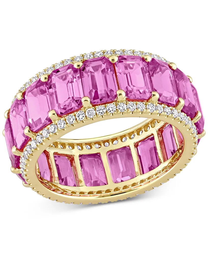 Pink Sapphire (11-7/8 ct. t.w.) & Diamond (5/8 Eternity Band 14k Gold