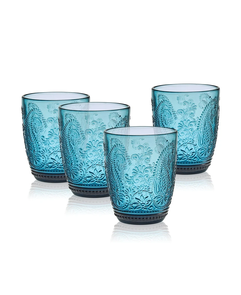 Fitz and Floyd Maddi 10-oz Double Old Fashioned Glasses 4-Piece Set