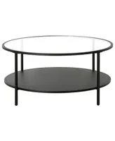 Hudson & Canal Sivil 36" Wide Round Coffee Table with Glass Top and Metal Shelf
