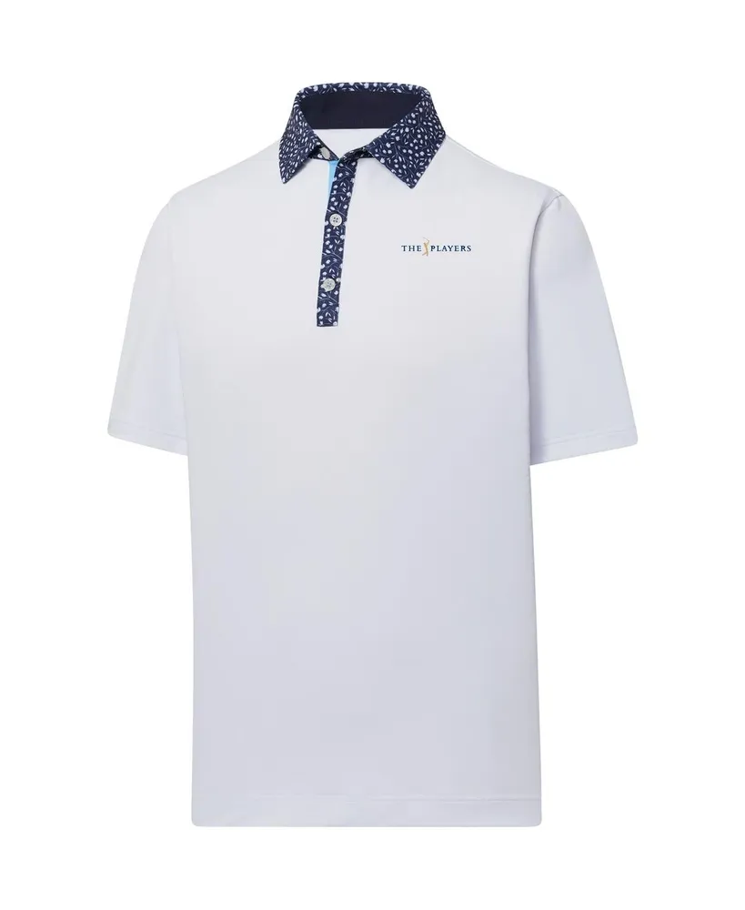 Men's FootJoy White The Players Tulip Trim Stretch Pique Lisle Collar Polo Shirt