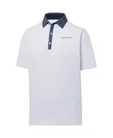 Men's FootJoy White The Players Tulip Trim Stretch Pique Lisle Collar Polo Shirt