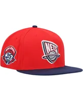 Men's Mitchell & Ness Red, Navy New Jersey Nets Hardwood Classics Team Side Fitted Hat