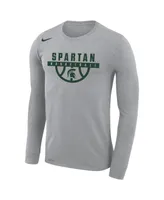 Men's Nike Gray Michigan State Spartans Basketball Drop Legend Long Sleeve Performance T-shirt