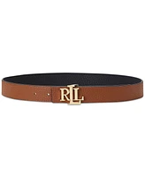 Lauren Ralph Women's Logo Reversible Pebbled Leather Belt