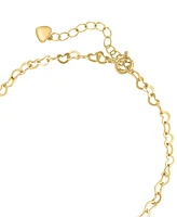 Effy Freshwater Pearl (7mm) Dangle Heart Link Chain Bracelet in 14k Gold-Plated Sterling Silver