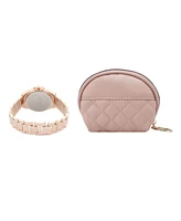 Alexis Bendel Women's Analog Rose Gold-Tone Metal Alloy Bracelet Watch, 38mm and Wallet Gift Set