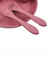 Tiny Teethers Designs Baby Girls Silicone Tableware, 3 Piece Set