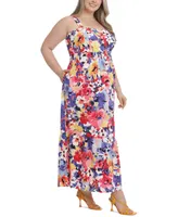 London Times Plus Floral-Print Maxi Dress