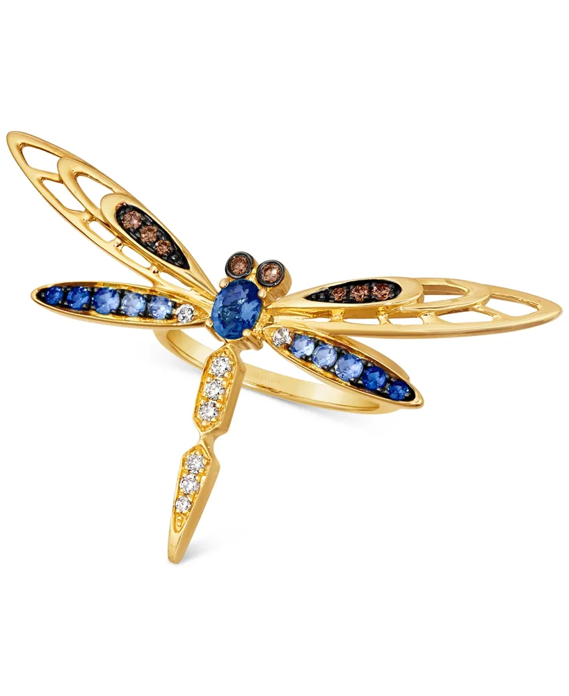 Le Vian Ombre Multi-Gemstone (7/8 ct. t.w.) & Diamond (1/6 ct. t.w.) Dragonfly Ring in 14k Gold