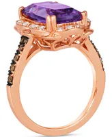Le Vian Grape Amethyst (5-1/10 ct. t.w.) & Diamond (3/8 ct. t.w.) Halo Statement Ring in 14k Rose Gold