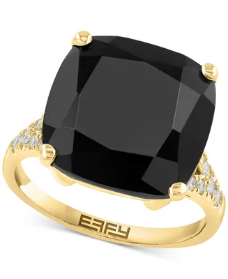 Effy Onyx & Diamond (1/5 ct. t.w.) Statement Ring in 14k Gold