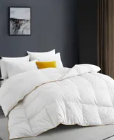 Unikome 500 Thread Count Cotton Fabric All Season Classic Stripped White Goose Down Fiber Comforter