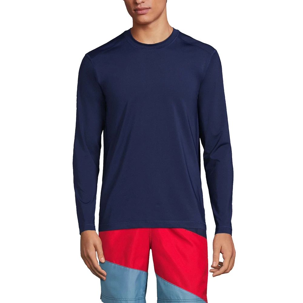 Lands' End Men's Long Sleeve Upf 50 Swim Tee Rash Guard
