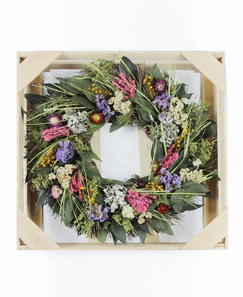 Magnolia Supply Co Preserved Floral Sage Wreath Handcrafted, 19"