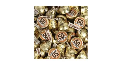 90ct 50th Anniversary Candy Party Favors Hershey's Kisses Milk Chocolate (90 Candies + 1 Sheet Stickers) Candy Included - Assembly Required