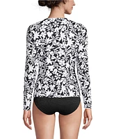 Lands' End Women's Crew Neck Long Sleeve Rash Guard Upf 50 Sun Protection Swim Tee