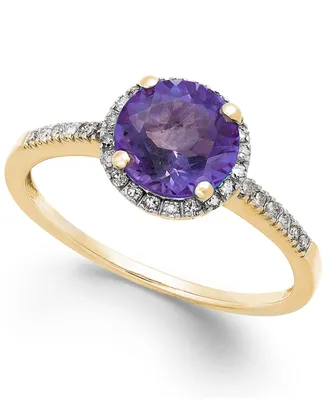 Amethyst (1-1/6 ct. t.w.) and Diamond (1/8 Ring 14k Gold
