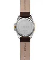 Timex Men's Quartz Analog Premium Dress Leather Brown Watch 44mm