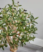 Nearly Natural 3.5' Olive Artificial Tree in White Tower Planter