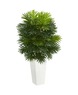 Nearly Natural 40" Areca Palm Artificial Plant in White Tower Planter